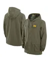 Jordan Men's Olive Michigan Wolverines 2024 Military Appreciation Full-snap Hoodie Military Jacket In Olive