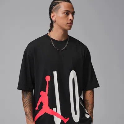 Jordan Mens  Torso Stretch Oversized Short Sleeve Crew In Black/infrared 23