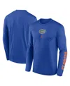 Jordan Men's Royal Florida Gators Primetime Center Lockup Two-hit Legend Long Sleeve T-shirt In Royal