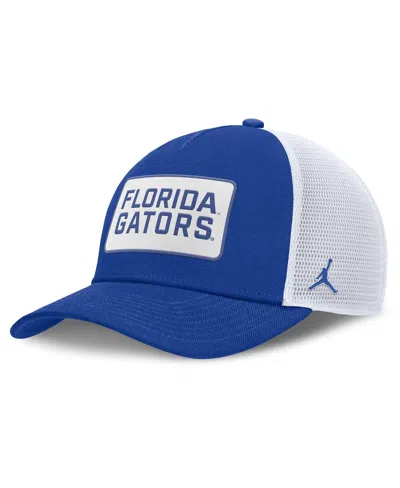 Jordan Men's Royal/white Florida Gators 2025 On-field Rise Patch Trucker Adjustable Hat In Multi