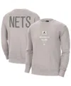 Jordan Men's Stone Brooklyn Nets Courtside Statement Edition Heavyweight Pullover Sweatshirt In Stone