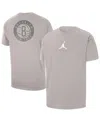Jordan Men's Stone Brooklyn Nets Statement Edition Jumpman Flight Heavyweight T-shirt In Gray