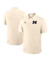 Jordan Men's Tan Michigan Wolverines Primary Logo Victory Performance Polo Shirt In Neutral
