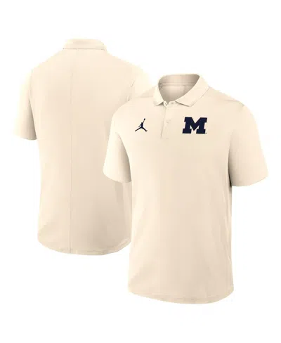 Jordan Men's Tan Michigan Wolverines Primary Logo Victory Performance Polo Shirt In Neutral