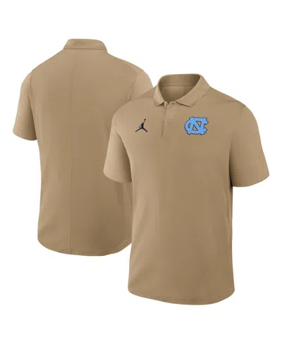 Jordan Men's Tan North Carolina Tar Heels Primetime Victory Primary Logo Performance Polo Shirt In Brown