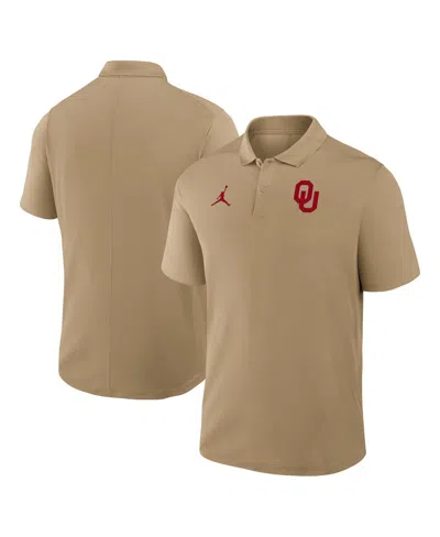 Jordan Men's Tan Oklahoma Sooners Primetime Victory Primary Logo Performance Polo Shirt In Nude
