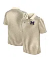 Jordan Men's Tan/navy Michigan Wolverines Striped Primary Logo Performance Polo Shirt In Multi