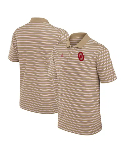 Jordan Men's Tan/white Oklahoma Sooners Primetime Victory Striped Polo Shirt In Gray