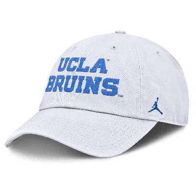 Jordan Men's Ucla Bruins Core Club Mascot Wordmark  Brand College Adjustable Hat In White