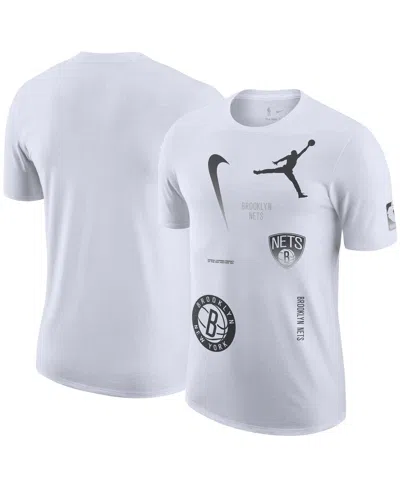 Jordan Men's White Brooklyn Nets Courtside Statement Edition Max90 T-shirt