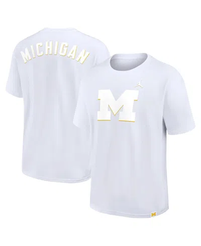 JORDAN MEN'S WHITE MICHIGAN WOLVERINES 2-HIT STATEMENT MAX90 T-SHIRT