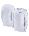 Jordan Men's Michigan Wolverines 2024 Sideline Coach Uv Performance Long Sleeve T-shirt In White,navy