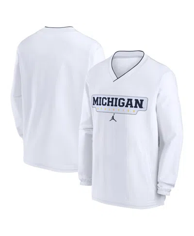JORDAN MEN'S WHITE MICHIGAN WOLVERINES 2024 SIDELINE PULLOVER WINDSHIRT