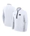 Jordan Men's White Michigan Wolverines Courtside Victory Dri-fit Half-zip Pullover Sweatshirt In White