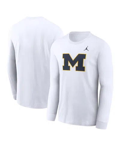 Jordan Men's White Michigan Wolverines Primary Logo Long Sleeve T-shirt