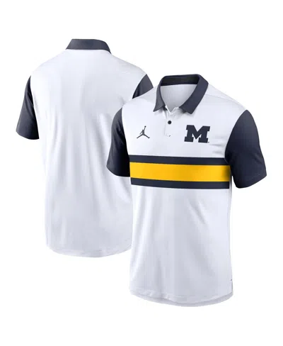 JORDAN MEN'S WHITE MICHIGAN WOLVERINES PRIMETIME CAMPUS VAPOR PERFORMANCE POLO
