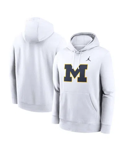 Jordan Men's White Michigan Wolverines Primetime Evergreen Club Fleece Pullover Hoodie