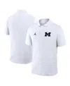 Jordan Men's White Michigan Wolverines Primetime Victory Primary Logo Performance Polo Shirt In White