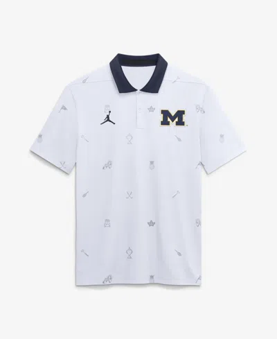 Jordan Men's White Michigan Wolverines Vapor Pattern Dri-fit Polo Shirt In Red