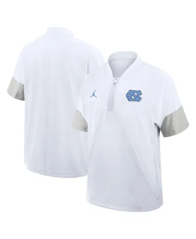 Jordan Kids' Men's White North Carolina Tar Heels 2025 Sideline Short Sleeve Quarter-zip Coach Jacket