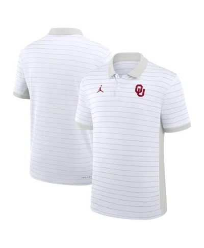 Jordan Men's White Oklahoma Sooners 2025 Early Season Coaches Sideline Victory Stripe Performance Polo Shir