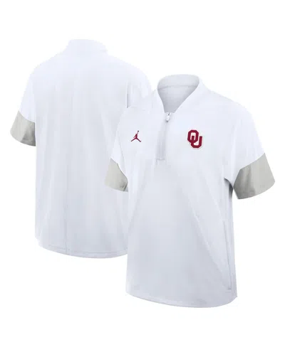 JORDAN MEN'S WHITE OKLAHOMA SOONERS 2025 SIDELINE COACHES LIGHTWEIGHT SHORT SLEEVE JACKET