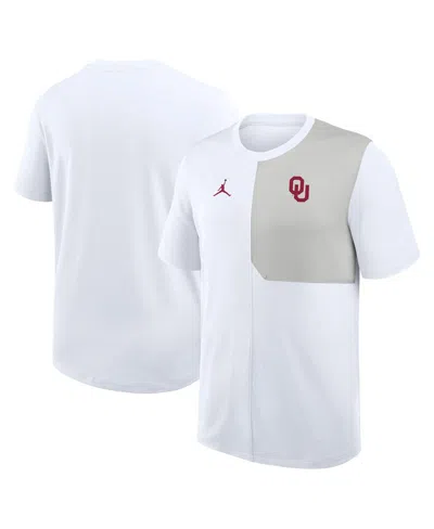 Jordan Men's White Oklahoma Sooners 2025 Sideline Uv Performance Coach T-shirt In Gray
