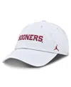 Jordan Men's White Oklahoma Sooners Core Club Mascot Wordmark Adjustable Hat In White