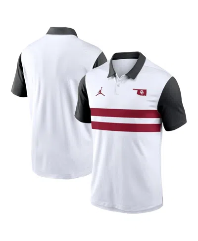 Jordan Men's White/black Oklahoma Sooners Athletic Prep Alt Logo Vapor Performance Polo Shirt