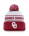 Jordan Men's White/crimson Oklahoma Sooners Local Peak Cuffed Knit Hat With Pom In White,crimson