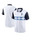 Jordan Men's White/navy North Carolina Tar Heels Athletic Prep Alt Logo Vapor Performance Polo Shirt In Multi