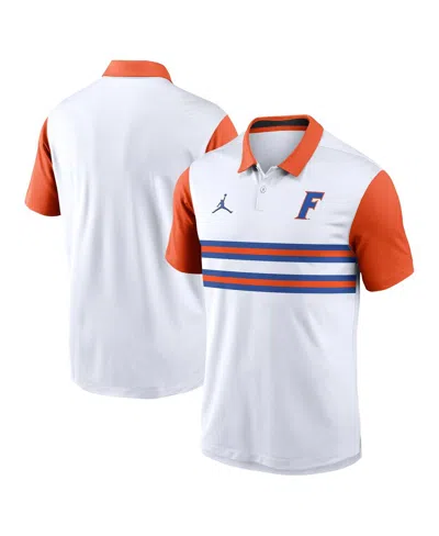 Jordan Men's White/orange Florida Gators Athletic Prep Alt Logo Vapor Performance Polo Shirt In Multi