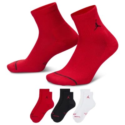 Jordan Mens Everyday 3 Pack Cushion Ankle Socks In Red