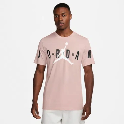 Jordan Mens  Air Stretch Short Sleeve Crew In Pink/white/black