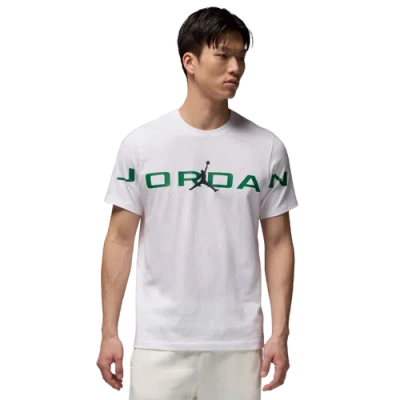 Jordan Mens  Air Stretch Short Sleeve Crew In White/pine Green/black