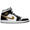 Jordan Air  1 Mid Se Black Gold Patent Leather In White/black/metallic Gold