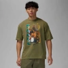 Jordan Retro Cotton Graphic T-shirt In Medium Olive/black