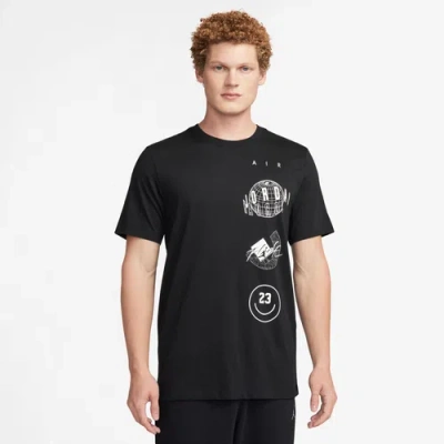 Jordan Mens  Brand Stack Logo Short Sleeve Crew T-shirt In Black/white