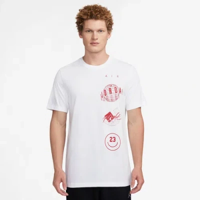 Jordan Mens  Brand Stack Logo Short Sleeve Crew T-shirt In White/red
