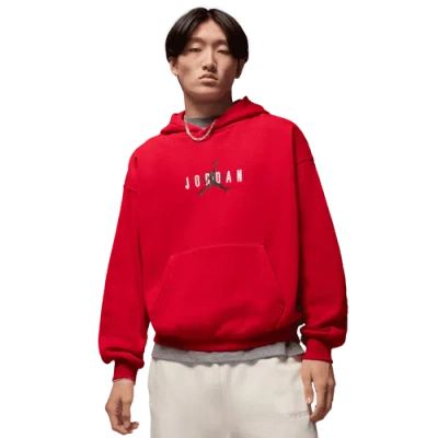 Jordan Mens  Brooklyn Oversize Stretch Pullover Hoodie In Red