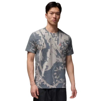 Jordan Mens  Core Blank Short Sleeve Crew Gel Asw In Medium Grey/cool Grey/gym Red