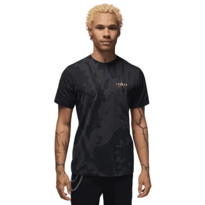 Jordan Mens  Core Blank Short Sleeve Crew Gel Asw In Off Noir/medium Ash/gym Red