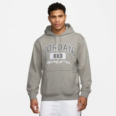 Jordan Mens  Dri-fit Sport Crossover Gfx Pullover Hoodie In Grey Heather/white