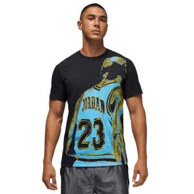 Jordan Mens  Dri-fit Sport Graphic Short Sleeve Crew In Black