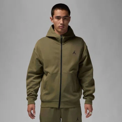 Jordan Mens  Dri-fit Sport Hoop Fleece Full Zip In Olive/black