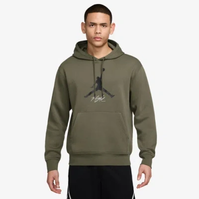 Jordan Mens  Essential Fleece Baseline Hoodie In Black/medium Olive/white