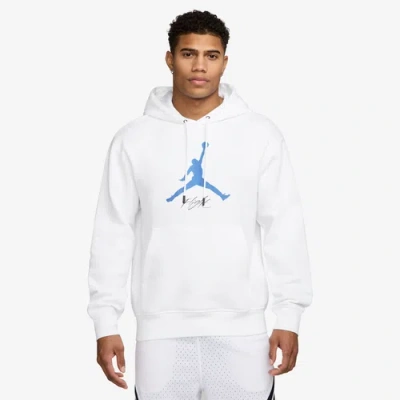 Jordan Mens  Essential Fleece Baseline Hoodie In White/blue