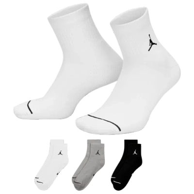 Jordan Mens  Every Day Cushioned Ankle 3 Pack In White/grey