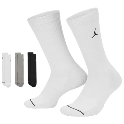 Jordan Mens  Every Day Cushioned Crew 3 Pack Socks In Grey/black