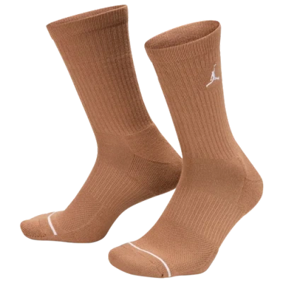 Jordan Mens  Every Day Cushioned Crew 3 Pack Socks In Brown